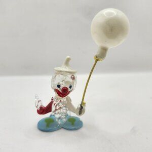 Vintage Blown Glass Clown Holding a Balloon